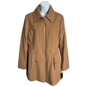 London Fog zip closure jacket wool blend Camel tan Medium NWT